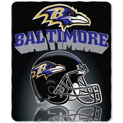 NFL Baltimore Ravens Gridiron Fleece Throw, Purple, 50