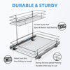 G-TING Pull Out Cabinet Organizer, Under Sink Slide Out Storage Shelf with 2 Tier Sliding Wire Drawer - 12.6W x 16.53D x 12.99H
