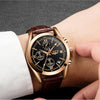 LIGE Men Watches Waterproof Casual Business Chronograph Watches Multifunction Date Calendar Leather Watches for Men, 1-Black Brown, M, Fashion