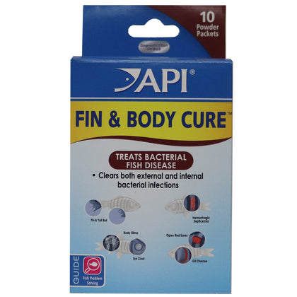 API FIN & BODY CURE Freshwater Fish Powder Medication 10-Count Box