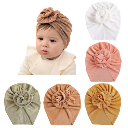 HUIXIANG Newborn Baby Headwrap Hat Soft Meryl Infant Toddler Kids Girls Turban Nursery Beanie Hats Flower, Multicolor