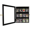 Baseball Card Display Case - 8 Graded Sports Card Display Frame - Holds Sport Cards with UV Protection Clear View Lockable Wall Cabinet for Football Basketball Hockey Trading Card Small Black