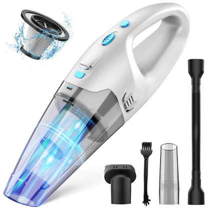 Handheld Vacuum Cordless,Car Vacuum Portable Cordless,Strong Suction Portable Hand Vacuum Cordless Rechargeable with LED Light/20 Mins Runtime,Dust Busters Hand Vacuum for Home and Office Cleaning