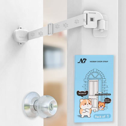 Neobay Adjustable Door Strap and Latch, Keep Dog Out of Litter Box, Economical Alternative of Pet Gates and Interior Cat Door