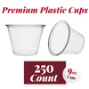 250 Clear Plastic Cups | 9 oz Plastic Cups | Clear Disposable Cups | PET Clear Cups | Plastic Water Cup | Plastic Wine Glasses | Clear Plastic Party Cups | Bulk Plastic Tumblers