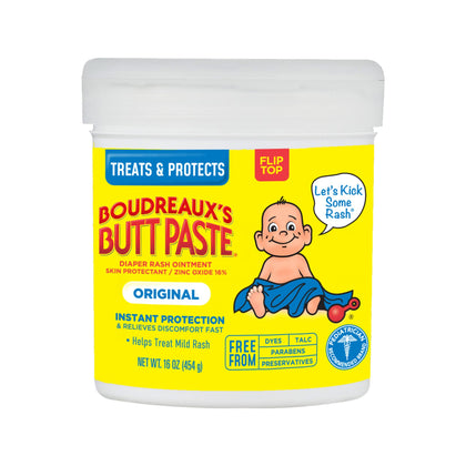 Boudreaux's Butt Paste Original Diaper Rash Cream, Ointment for Baby, 16 oz Flip-Top Jar
