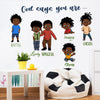Yovkky Black Boys God Says You are Inspirational Wall Decals Stickers, Religious African American Positive Nursery Decor, Home Baby Kids Room Decorations Motivational Afro Bedroom Playroom Art Gift