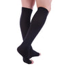Doc Miller Open Toe Compression Socks, 15-20 mmHg, Toeless Compression Socks Women and Men for Maternity, Improved Blood Circulation, Shin Splints & Calf Recovery, 1 Pair Black Knee High Large