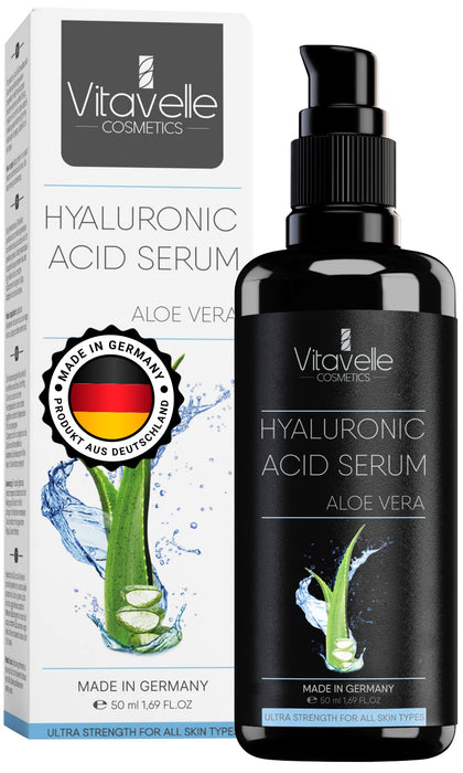 Hyaluronic Acid Serum with Aloe Vera - Anti Aging Aloe Hyaluronic Acid Face Serum - Postbiotic Hyaluronic Acid Moisturizer and Hydrating Serum - No Parabens or Irritants - Skin Serum by Vitavelle