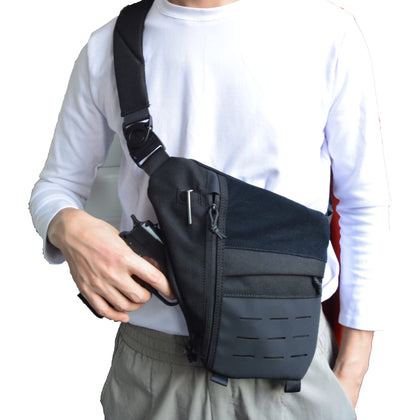 aYrap Sling Crossbody Chest Bag Pistol Holster Bag for Men Women, Concealed Carry Gun Bags Travel Hiking Anti-Thief Crossbody Chest Daypack Personal Pocket Bag (Black)