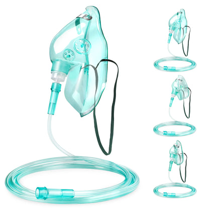3 Pack Oxygen Mask for Face Adult with 6.6' Tube & Adjustable Elastic Strap - Size S+M+L