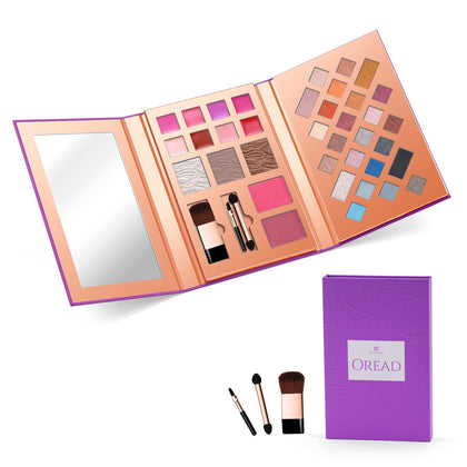 Color Nymph Makeup Kit for Women, All In One Notebook Makeup Palette Set With Mirror for Girls Includes 24 C Eyeshadow Palette,Lipgloss,Face Powder,Blushes (Purple)