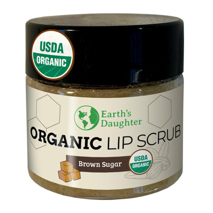 Organic Brown Sugar Lip Scrub - 0.7oz - USDA Organic, Fair Trade, Brown Sugar, Jojoba Oil, Beeswax, Coconut Oil