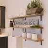 RICHER HOUSE Rustic Wood Shelves Set of 5, Farmhouse Style Floating Shelf for Wall Décor, Hanging Shelves forBathroom, Bedroom, Storage, Kitchen, Living Room - Carbonized Black