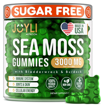 Sea Moss Gummies - Irish Seamoss Gummies for Adults & Kids - Advanced Superfood Supplement with Natural Sea Moss Gel, Bladderwrack & Burdock Root Extract - 60 Vegan Irish Moss Gummy Bears