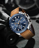 Mens Analog Quartz Chronograph Waterproof Luminous Leather Watch by BENYAR - Business, Work, Sport, Casual, Fashion - Elegant Gift for Men