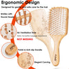 Hair Brush-Natural Wooden Bamboo Brush and Detangle Tail Comb Instead of Brush Cleaner Tool, Eco Friendly Paddle Hairbrush for Women Men and Kids Make Thin Long Curly Hair Health and Massage Scalp