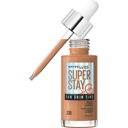 Maybelline Super Stay Up to 24HR Skin Tint, Radiant Light-to-Medium Coverage Foundation, Makeup Infused With Vitamin C, 338, 1 Count