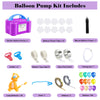 Balloon Pump,Dual Nozzles Electric Balloon Pump with 100 Balloons, Balloon Inflator Air Pump Balloon Blower with Tying Tool, Colored Ribbons for Party Birthday Wedding Festival Decoration(Purple)