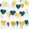 Sage-Green Mint Beige-Gold Love-Heart Garland - 52Ft Rustic Wedding Hanging Decoration Streamers Banner, Baby Safari Birthday Bachelorette Bridal Shower Engagement Valentines Party Decor Panduola