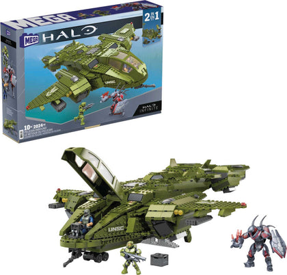 MEGA HALO Pelican Inbound vehicle HALO Infinite Building Set with Master Chief character figure, Building Toys for Boys (Amazon Exclusive), 10 years and up