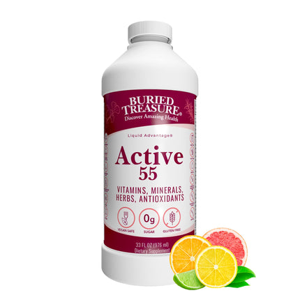 Buried Treasure Active 55 Plus Daily Vitamins Minerals Antioxidants and Herbal Blend for Active Adults 32 oz