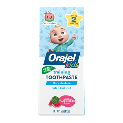 Orajel Kids CoComelon Training Toothpaste Fluoride-Free; #1 Pediatrician Recommended Fluoride-Free Toothpaste*, 1.5oz Tube
