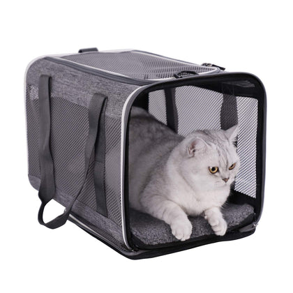 Top Load Soft Pet Carrier for Large and Medium Cats, 2 Kitties. Sturdy, Well-Ventilated, Cozy, Collapsible, Easy to get cat in
