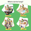 mihotoy Baby Stroller Arch Toy with Teether, Rattle, Crinkle Sound, Mirror & Music Box, Newborns Sensory Activity Carrier Take-Along Toy, Adjustable for Bouncers