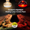 WACOOL 2Pack 75W Reptile Heat Lamp Day & Night Kit, Nature Simulated Basking Daylight & Nightlight Heat Lamp Bulbs for Reptiles & Amphibians, UVA Heat Lamp for Bearded Dragon Gecko Turtle Lizard