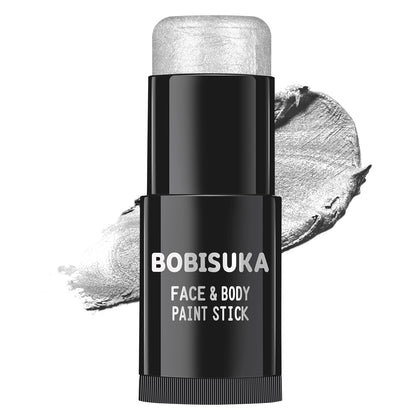 BOBISUKA Silver Face Paint Stick, Waterproof Metallic Silver Full Body Paint Sticks, Blendable Painting Kit for Halloween Makeup SFX Cosplay Special Effects Parties Cosplay Costume Stage