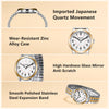 BOSHIYA Women's Watches Stainless Steel Stretch Band Two Tone Gold Silver, Analog Quartz Waterproof Casual Simple Expansion Band Wristwatch for Women Ladies