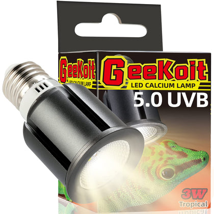 GeeKoit Premium 5.0 UVB Reptile Light,UVA UVB 3W Full Spectrum Tropical,UVB Bulb for Optimal Calcium Metabolism,Ideal for Tropical-Dwelling Reptiles Turtle Green Anole