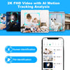 2K Pan/Tilt Security Camera, WiFi Indoor Camera for Home Security with AI Motion Detection, Baby/Pet Camera with Phone App, Color Night Vision, 2-Way Audio, 24/7, Siren, TF/Cloud Storage