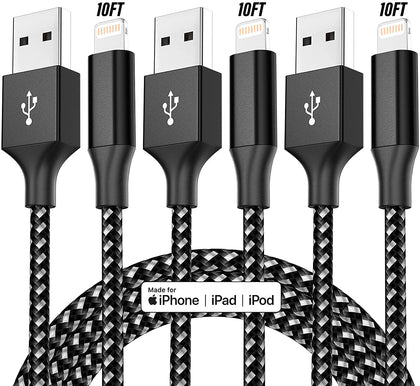 iPhone Charger 3Pack 10FT Apple MFi Certified Lightning Cable High Speed Fast Charging Cord Compatible with iPhone 14/13/12/11 Pro Max Mini X/XR/XS/X/8/7/6/6S/SE Plus and More