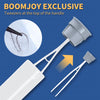 BOOMJOY Toilet Brush and Holder Set, Silicone Toilet Bowl Cleaner Brush, Bathroom Cleaning Bowl Brush Kit with Tweezers, Bathroom Accessories with Aluminum Handle - White