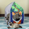 Kitty City Pop-up Safari Hut Play House, Cat Cube, Play Kennel, Cat Bed, Jungle Cat House