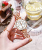 Fate Love Womens Watches Rose Gold Luxury Dress Diamond Wrist Watch Bracelet Set Gift Ladies White Analog Quartz Stainless Steel Date Watches