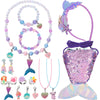 ShineySky Kids Jewelry for Girls, 18pcs Mermaid Necklaces Bracelets Headband Rings Earrings, Costume Dress Up Toys Princess Accessories Set for Age 3 4 5 6 7 8+ Year Old