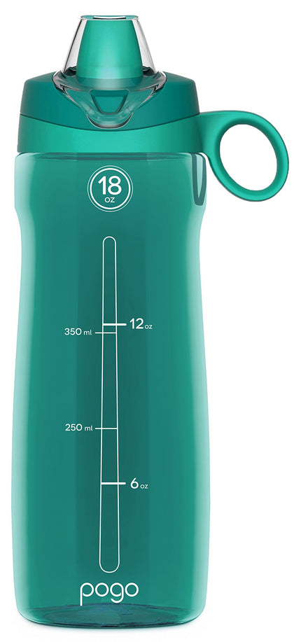 Pogo BPA-Free Tritan Plastic Water Bottle with Soft Straw Lid, 18 Oz, Teal