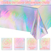 FunnyPars 4 Pack Iridescent Plastic Tablecloths Shiny Disposable Laser Rectangle Table Covers Holographic Foil Tablecloth Iridescent Party Decoration