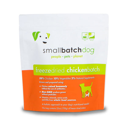 smallbatch Pets Freeze-Dried Premium Raw Food Diet for Dogs, 25oz, Chicken Recipe, Bulk Bag, Made in The USA, Organic Produce, Humanely Raised Meat, Hydrate and Serve Patties, Wholesome & Healthy