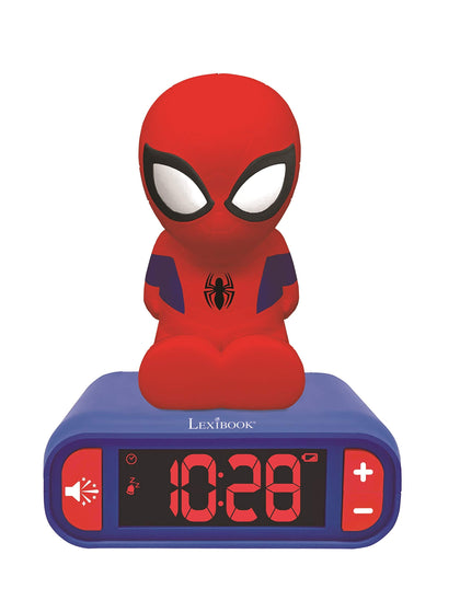 Lexibook - Marvel Spider-Man Digital Alarm Clock with Night Light Snooze and Marvel Spider Man Superheroes Sound Effects - Boys Clock - Luminous Spiderman, Blue - RL800SP