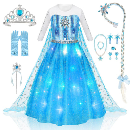 Meland Princess Dresses for Girls - Princess Costume for Girls Pretend Play, Dress Up Clothes for Girls Age 3-8 Year Old (5-6 Years)
