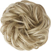 FESHFEN Messy Bun Hair Piece Curly Wavy Large Hair Bun Scrunchies Extensions Light Ash Brown & Bleach Blonde Synthetic Tousled Updo Hairpieces for Women Girls