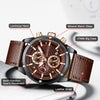 Mini Focus Men Watches Business Casual Wrist Watches (Multifunction/Waterproof/Luminous/Calendar) Genuine Leather Band Fashion Watch for Men (Brown).