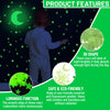 Glow in The Dark Stars Stickers for Ceiling, Adhesive 100pc 3D Glowing Stars and Moon for Kids Bedroom,Luminous Stars Stickers Create a Realistic Starry Sky,Room Decor,Wall Stickers (Green)