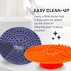 RE-NU Makeup Brush Cleaning Pad | Silicone Cosmetic Cleaning Mat with Suction Cup Design | Gently Remove Dirt, Oil, and Residue Wet or Dry (Orange/Purple)