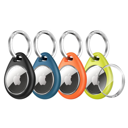 UNBREAKcable Apple AirTag Holder - 4 Pack [Fit Tightly Design] [Easy to Install] [Hold Air Tag Securely] Waterproof TPU Shell Protective Case with 304 Stainless Steel Keychain Key Ring