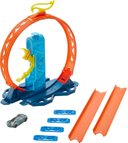 Hot Wheels Track Builder Unlimited Playset Loop Kicker Pack, 10 Track Component Parts & 1:64 Scale Toy Car